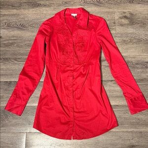 Vintage Dynamite Cotton Red Button-Up Women's Dress